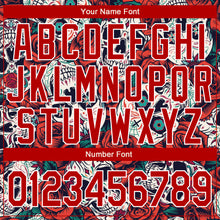 Load image into Gallery viewer, Custom Black Red-White Skull With Flower 3D Bomber Full-Snap Varsity Letterman Jacket