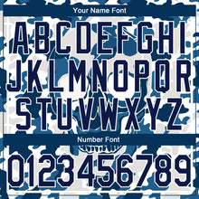 Load image into Gallery viewer, Custom Camo Navy-White Skull Fashion 3D Bomber Full-Snap Varsity Letterman Salute To Service Jacket