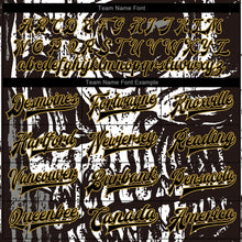 Load image into Gallery viewer, Custom Black Old Gold Skull Fashion 3D Bomber Full-Snap Varsity Letterman Jacket