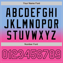 Load image into Gallery viewer, Custom Light Blue Pink-Black Bomber Full-Snap Varsity Letterman Fade Fashion Jacket