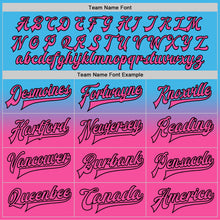 Load image into Gallery viewer, Custom Sky Blue Pink-Black Bomber Full-Snap Varsity Letterman Fade Fashion Jacket