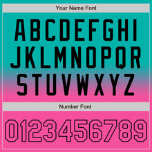 Load image into Gallery viewer, Custom Aqua Pink-Black Bomber Full-Snap Varsity Letterman Fade Fashion Jacket