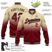 Load image into Gallery viewer, Custom City Cream Crimson-Black Bomber Full-Snap Varsity Letterman Fade Fashion Jacket