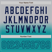 Load image into Gallery viewer, Custom Gray Teal-Navy Bomber Full-Snap Varsity Letterman Fade Fashion Jacket