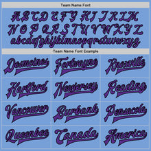 Load image into Gallery viewer, Custom Light Blue Purple-Black Bomber Full-Snap Varsity Letterman Two Tone Jacket