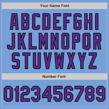 Load image into Gallery viewer, Custom Light Blue Purple-Black Bomber Full-Snap Varsity Letterman Two Tone Jacket