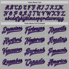 Load image into Gallery viewer, Custom Gray Purple-Black Bomber Full-Snap Varsity Letterman Two Tone Jacket