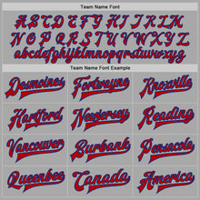 Load image into Gallery viewer, Custom Gray Red-Royal Bomber Full-Snap Varsity Letterman Two Tone Jacket