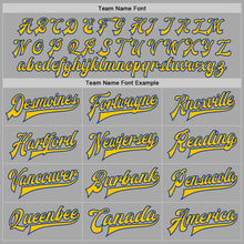 Load image into Gallery viewer, Custom Gray Royal-Yellow Bomber Full-Snap Varsity Letterman Two Tone Jacket