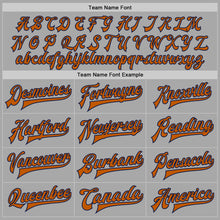 Load image into Gallery viewer, Custom Gray Navy-Texas Orange Bomber Full-Snap Varsity Letterman Two Tone Jacket