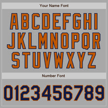Load image into Gallery viewer, Custom Gray Navy-Texas Orange Bomber Full-Snap Varsity Letterman Two Tone Jacket