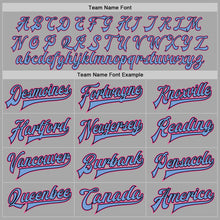 Load image into Gallery viewer, Custom Gray Light Blue Black-Pink Bomber Full-Snap Varsity Letterman Two Tone Jacket