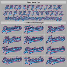 Load image into Gallery viewer, Custom Gray Sky Blue Black-Pink Bomber Full-Snap Varsity Letterman Two Tone Jacket
