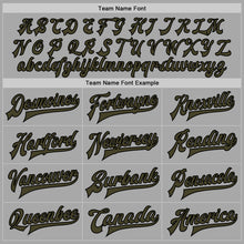 Load image into Gallery viewer, Custom Gray Olive Black-Cream Bomber Full-Snap Varsity Letterman Two Tone Jacket