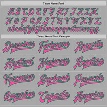 Load image into Gallery viewer, Custom Gray Pink-Kelly Green Bomber Full-Snap Varsity Letterman Two Tone Jacket