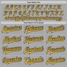 Load image into Gallery viewer, Custom Gray Gold-Navy Bomber Full-Snap Varsity Letterman Two Tone Jacket