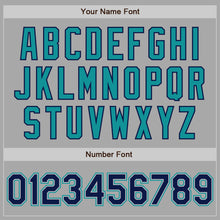 Load image into Gallery viewer, Custom Gray Navy-Teal Bomber Full-Snap Varsity Letterman Two Tone Jacket