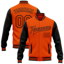 Load image into Gallery viewer, Custom Orange Black Bomber Full-Snap Varsity Letterman Two Tone Jacket