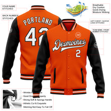 Load image into Gallery viewer, Custom Orange White-Black Bomber Full-Snap Varsity Letterman Two Tone Jacket