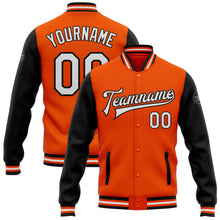 Load image into Gallery viewer, Custom Orange White-Black Bomber Full-Snap Varsity Letterman Two Tone Jacket