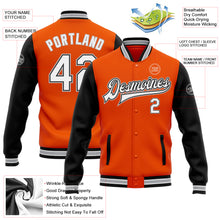 Load image into Gallery viewer, Custom Orange White Black-Gray Bomber Full-Snap Varsity Letterman Two Tone Jacket