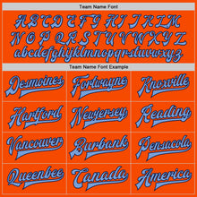 Load image into Gallery viewer, Custom Orange Navy-Light Blue Bomber Full-Snap Varsity Letterman Two Tone Jacket