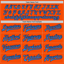 Load image into Gallery viewer, Custom Orange Navy-Powder Blue Bomber Full-Snap Varsity Letterman Two Tone Jacket