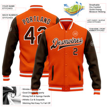 Load image into Gallery viewer, Custom Orange Brown-White Bomber Full-Snap Varsity Letterman Two Tone Jacket