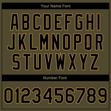 Load image into Gallery viewer, Custom Olive Black-Old Gold Camo Sleeves 3D Pattern Design Bomber Full-Snap Varsity Letterman Salute To Service Jacket