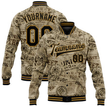 Load image into Gallery viewer, Custom Olive Black-Old Gold Military Badge 3D Pattern Design Bomber Full-Snap Varsity Letterman Salute To Service Jacket