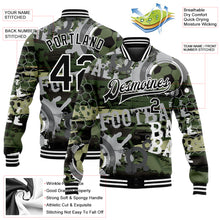 Load image into Gallery viewer, Custom Camo Black-White Football 3D Pattern Design Bomber Full-Snap Varsity Letterman Salute To Service Jacket