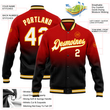 Load image into Gallery viewer, Custom Red White Black-Gold Bomber Full-Snap Varsity Letterman Fade Fashion Jacket