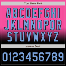 Load image into Gallery viewer, Custom Pink Light Blue-Black Bomber Full-Snap Varsity Letterman Fade Fashion Jacket