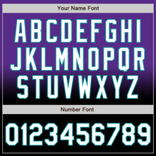 Load image into Gallery viewer, Custom Purple White Black-Teal Bomber Full-Snap Varsity Letterman Fade Fashion Jacket