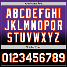 Load image into Gallery viewer, Custom Purple White Black-Orange Bomber Full-Snap Varsity Letterman Fade Fashion Jacket