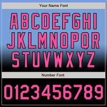 Load image into Gallery viewer, Custom Light Blue Pink-Black Bomber Full-Snap Varsity Letterman Fade Fashion Jacket