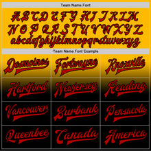 Load image into Gallery viewer, Custom Gold Red-Black Bomber Full-Snap Varsity Letterman Fade Fashion Jacket