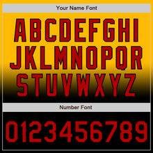 Load image into Gallery viewer, Custom Gold Red-Black Bomber Full-Snap Varsity Letterman Fade Fashion Jacket