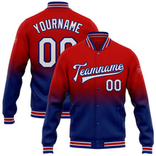 Load image into Gallery viewer, Custom Red White-Royal Bomber Full-Snap Varsity Letterman Fade Fashion Jacket