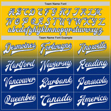 Load image into Gallery viewer, Custom Yellow White-Royal Bomber Full-Snap Varsity Letterman Fade Fashion Jacket