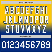 Load image into Gallery viewer, Custom Yellow White-Royal Bomber Full-Snap Varsity Letterman Fade Fashion Jacket