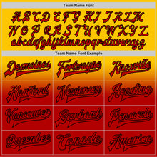 Load image into Gallery viewer, Custom Gold Red-Black Bomber Full-Snap Varsity Letterman Fade Fashion Jacket