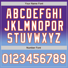 Load image into Gallery viewer, Custom Purple White Light Blue-Orange Bomber Full-Snap Varsity Letterman Fade Fashion Jacket