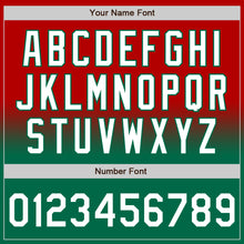 Load image into Gallery viewer, Custom Red White-Kelly Green Bomber Full-Snap Varsity Letterman Fade Fashion Jacket