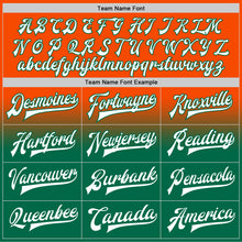 Load image into Gallery viewer, Custom Orange White-Kelly Green Bomber Full-Snap Varsity Letterman Fade Fashion Jacket