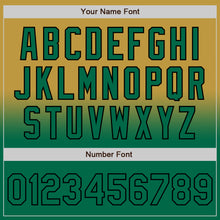 Load image into Gallery viewer, Custom Old Gold Kelly Green-Black Bomber Full-Snap Varsity Letterman Fade Fashion Jacket