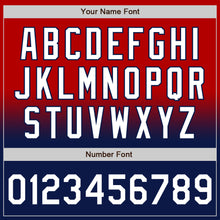 Load image into Gallery viewer, Custom Red White-Navy Bomber Full-Snap Varsity Letterman Fade Fashion Jacket