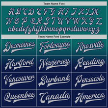 Load image into Gallery viewer, Custom Teal Gray-Navy Bomber Full-Snap Varsity Letterman Fade Fashion Jacket