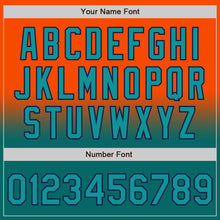 Load image into Gallery viewer, Custom Orange Teal-Navy Bomber Full-Snap Varsity Letterman Fade Fashion Jacket