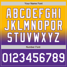 Load image into Gallery viewer, Custom Gold White-Purple Bomber Full-Snap Varsity Letterman Fade Fashion Jacket